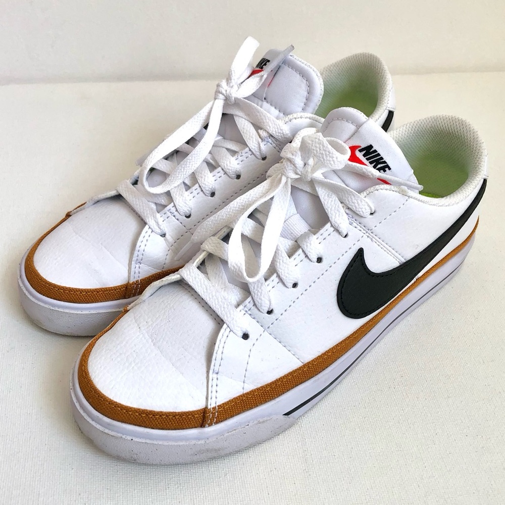 Nike Court Legacy Sneakers | White, Black, Desert Ochre Size 7 Athletic Casual - Picture 2 of 13